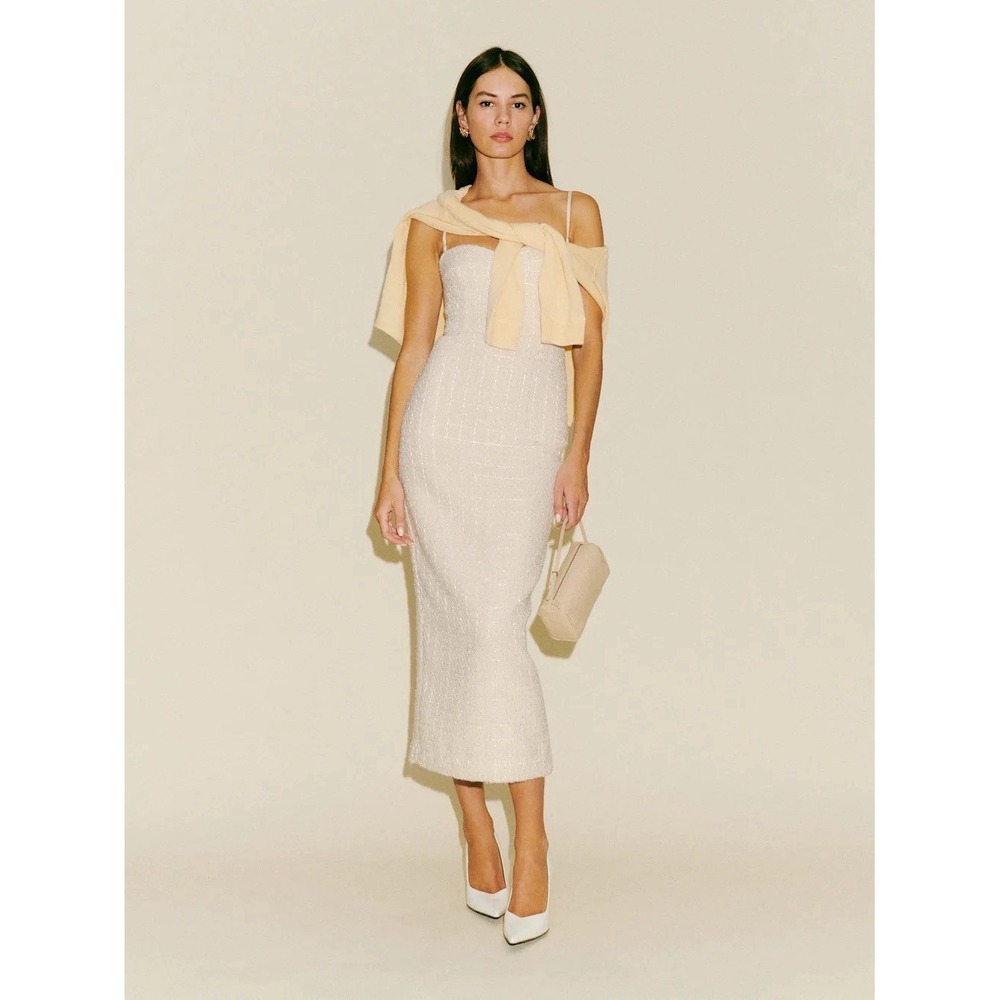 NEW REFORMATION Lakia Midi Dress Ivory Size 0